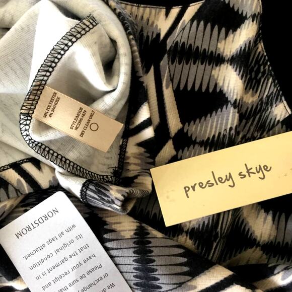 Presley Skye Black, Cream & Grey‎ Pattern Dress Tribal Size X-Large - Picture 7 of 10